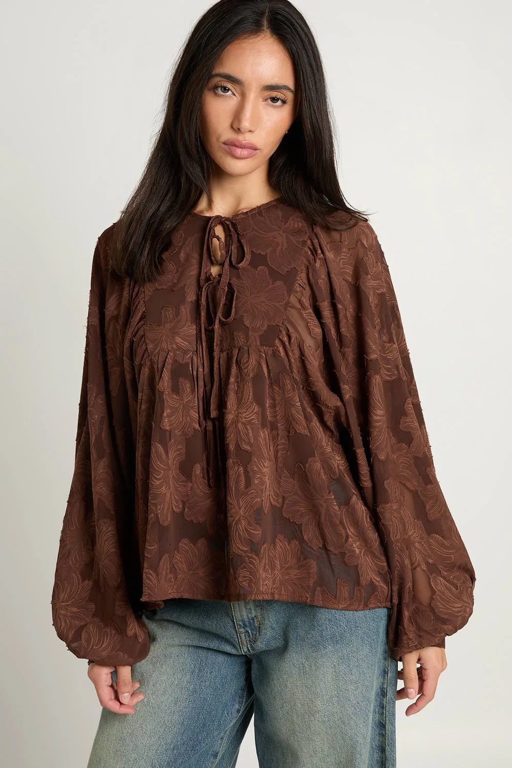 Burnout Floral Boho Blouse