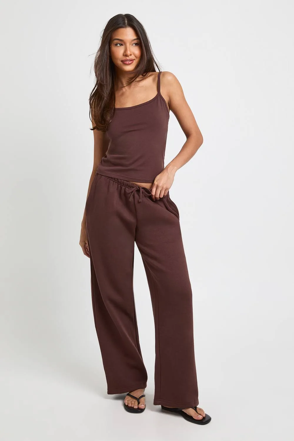 Strappy Cami Vest Top & Mid Rise Jogger Tracksuit by boohoo