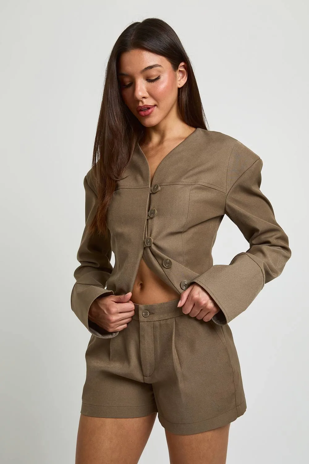Pleated Tailored Shorts by boohoo