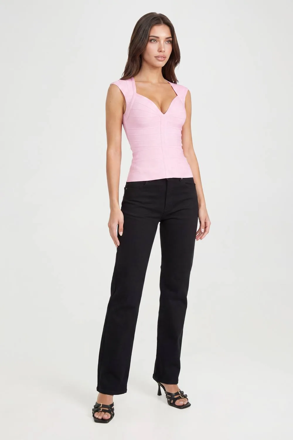 Plunge Cap Sleeve Bandage Top by boohoo