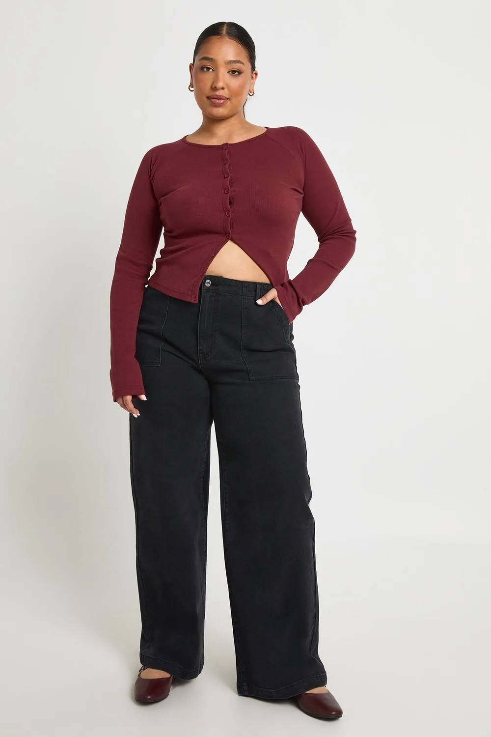 Elasticated Pocket Detail Wide Leg Jean by boohoo