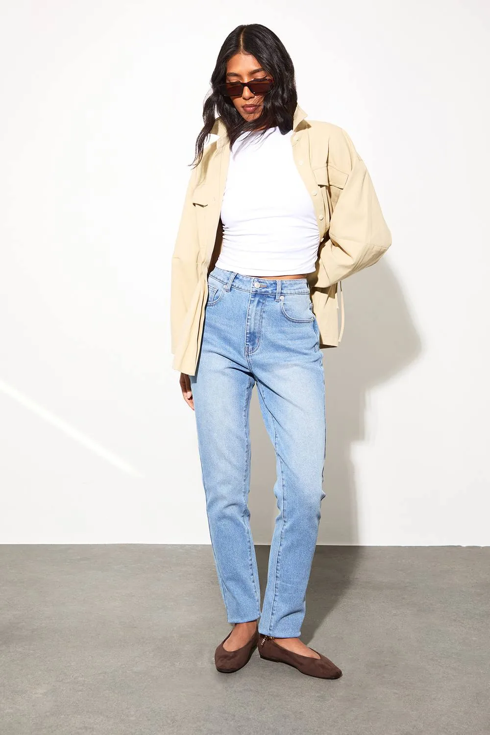 The Tall Mid Waist Slim Leg by boohoo