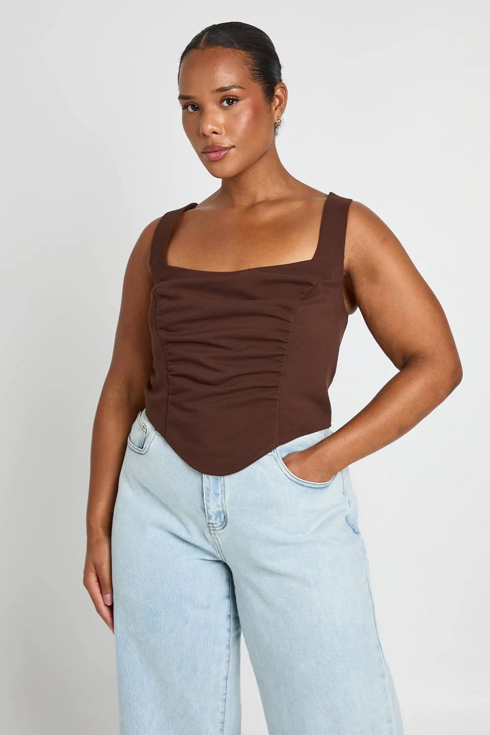 Drape Front Corset Top by boohoo