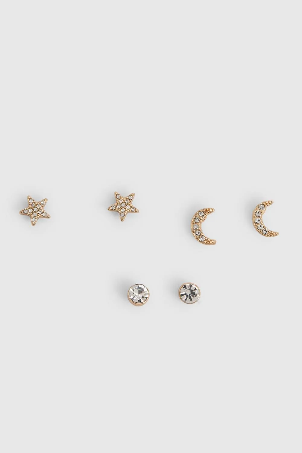 Celestial Diamante Stud Earrings 3 Pack by boohoo