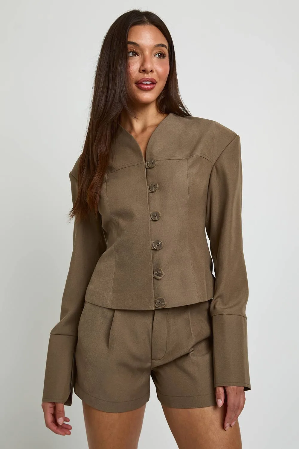 Button Down Seam Detail Blazer