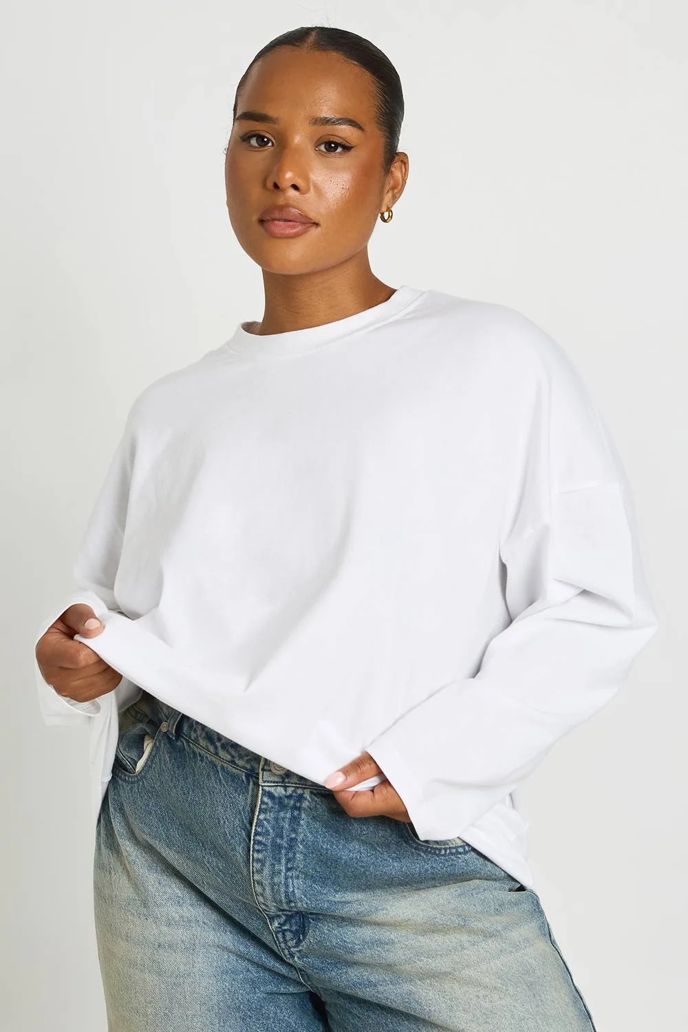 Plus Basic Oversized Long Sleeve T-Shirt