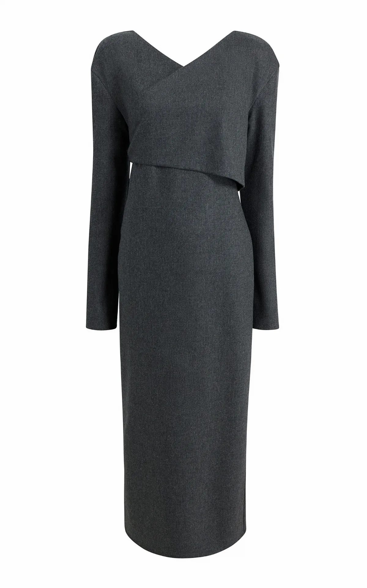Aubrey Wrap-Front Wool Midi Dress