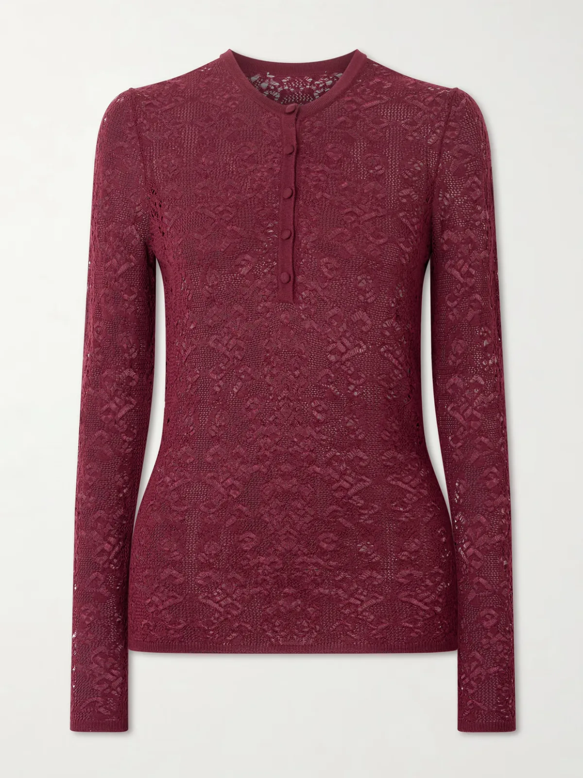 - Garivan Pointelle-knit Wool Henley Top -