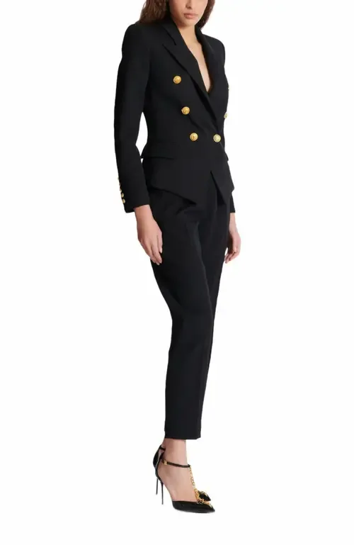 Grain De Poudre 6-Button Fitted Jacket by Balmain