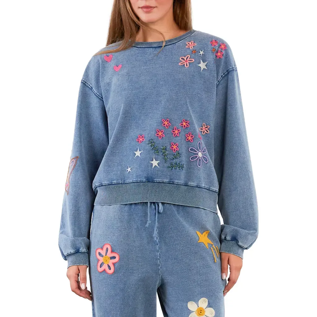 In Full Bloom Sweatshirt - Denim by Billy T