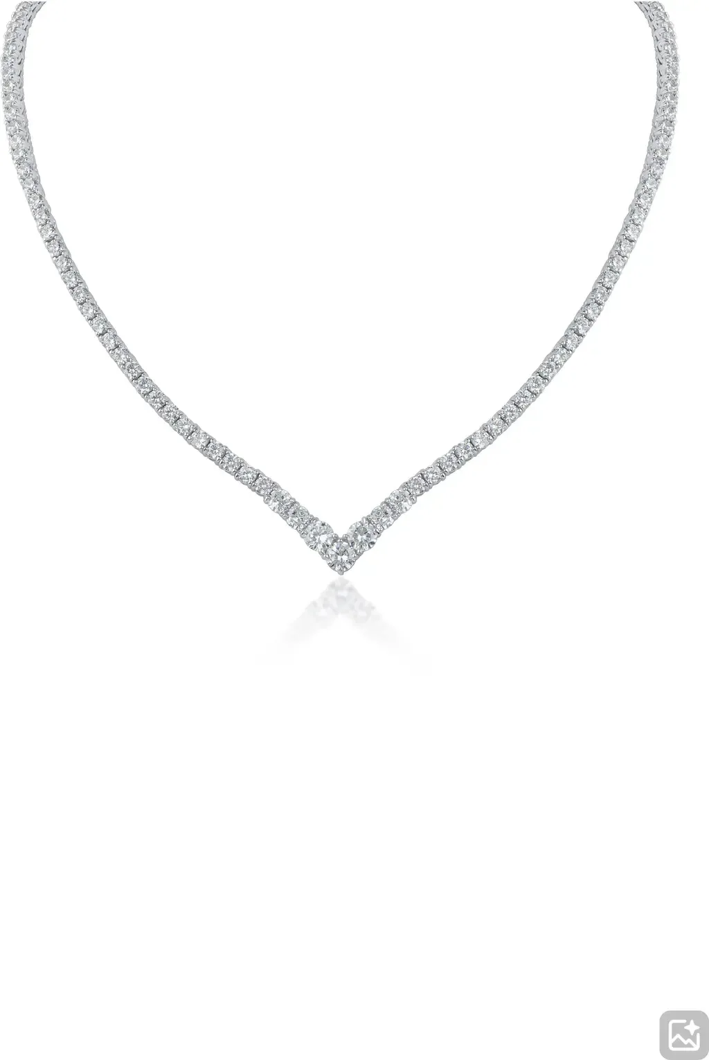 V-Front Cubic Zirconia Tennis Necklace by CZ by Kenneth Jay Lane