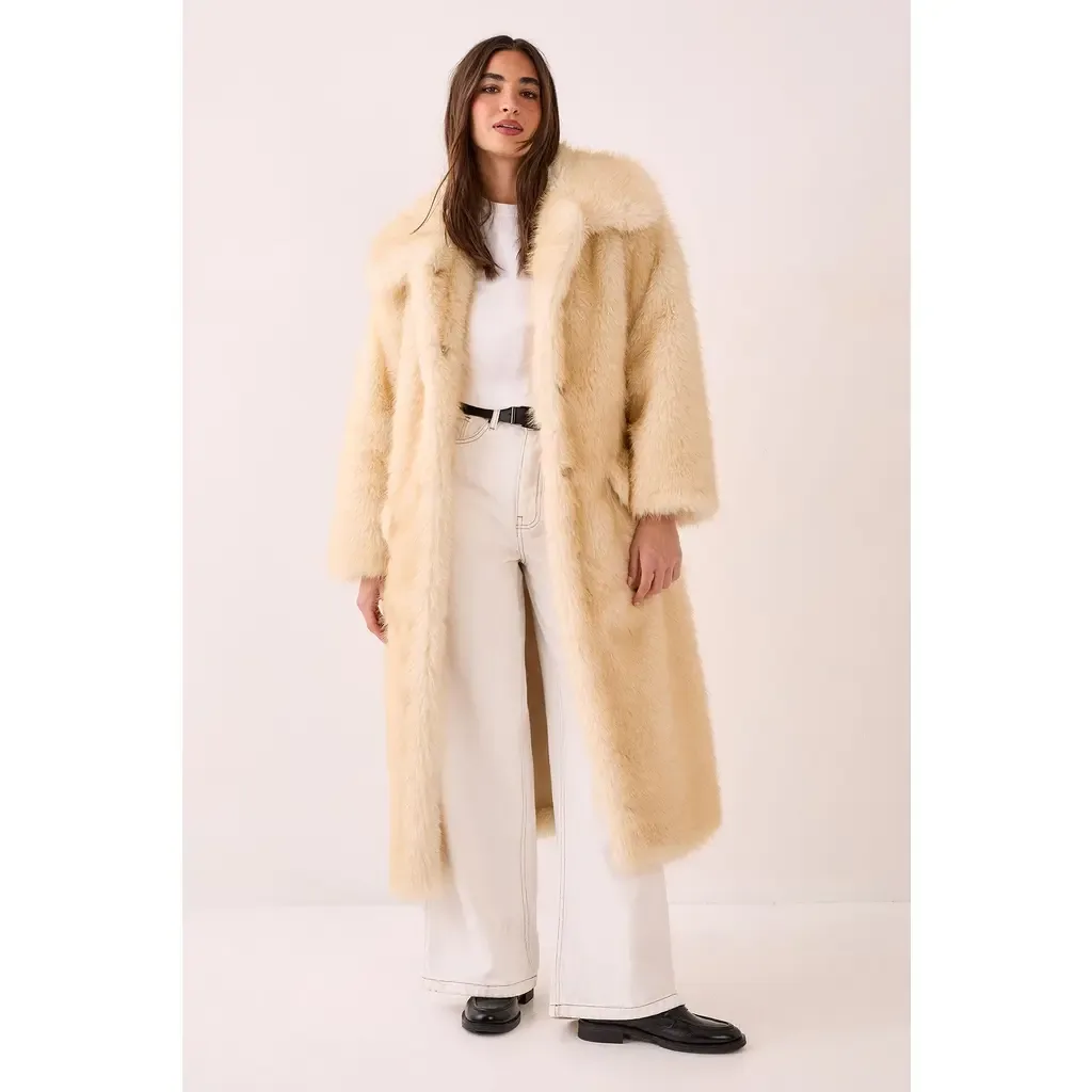 Belted Tipped Faux Fur Coat by NASTY GAL