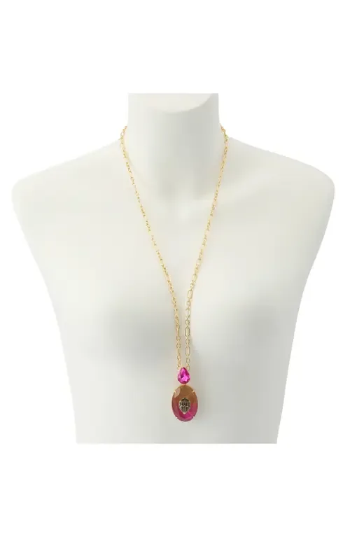 Gemstone Long Pendant Necklace by Kurt Geiger London