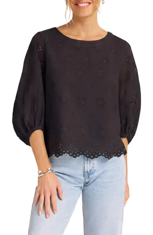 Kashira Eyelet Puff Sleeve Top by matty m.