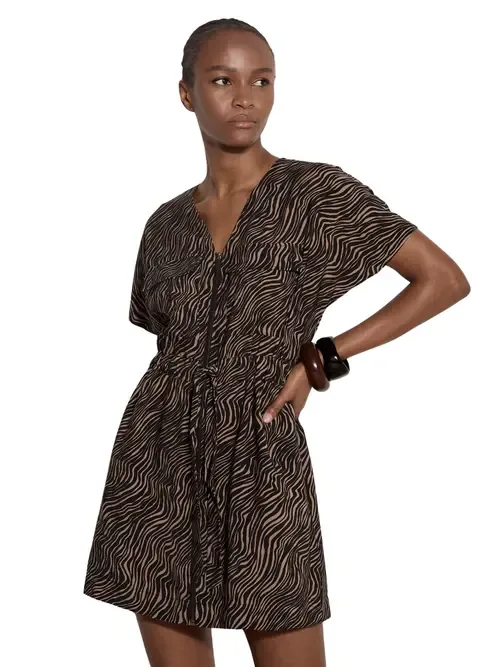 Wood Wave Front Zip Dress