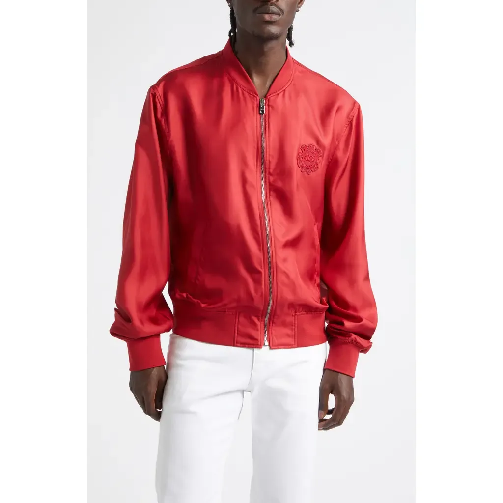 Silk Satin Baseball Jacket by Dolce&Gabbana