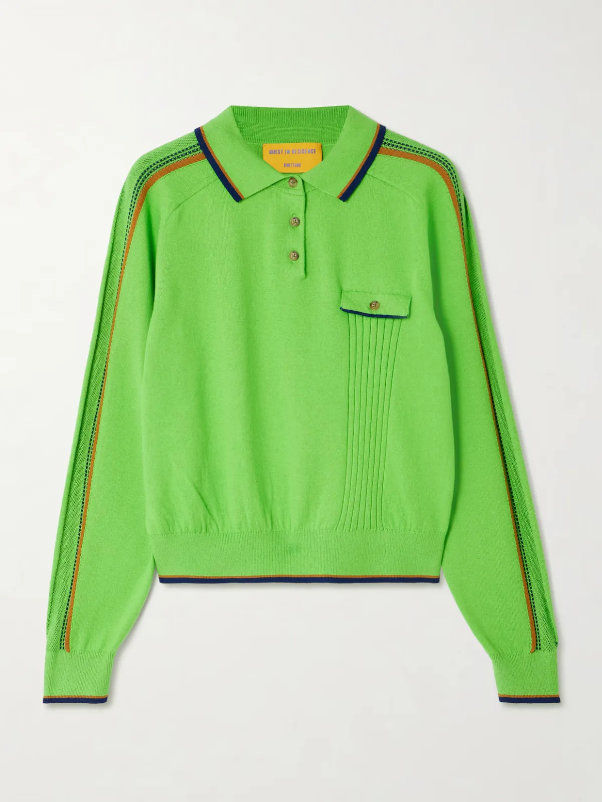 - Relay Striped Cotton And Cashmere-blend Polo Shirt -