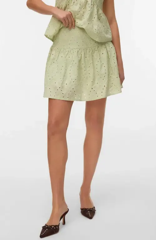 Hay Embroidered Eyelet Cotton Miniskirt by VERO MODA
