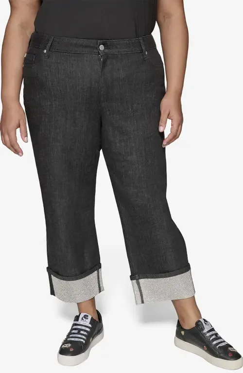 Crystal Cuff High Waist Jeans by KARL LAGERFELD PARIS