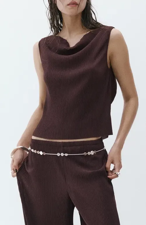 Bead Detail Textured Sleeveless Top by MANGO