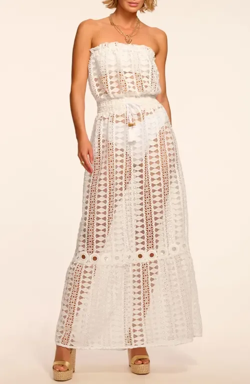 Henrietta Strapless Sheer Cover-Up Dress in White Cotton by Ramy Brook