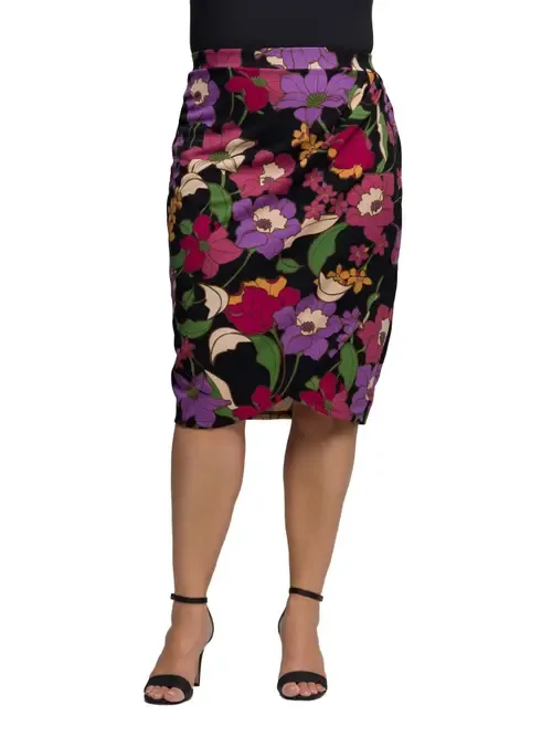 Floral Print Midi Pencil Skirt