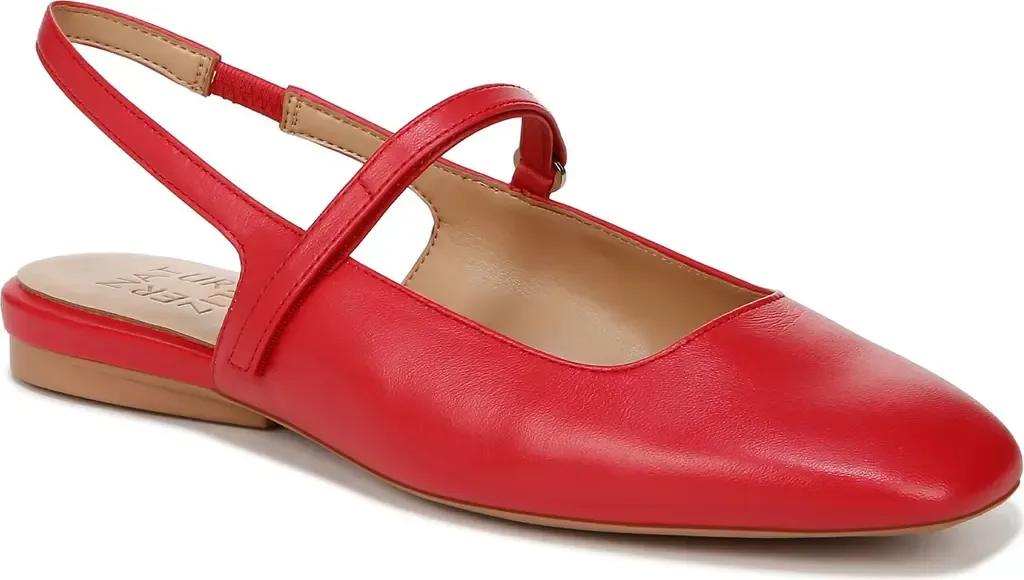 Connie Slingback Mary Jane Flat in Crantini Red Leather by Naturalizer
