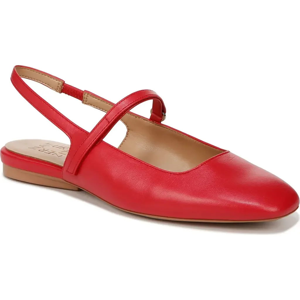 Connie Slingback Mary Jane Flat in Crantini Red Leather by Naturalizer