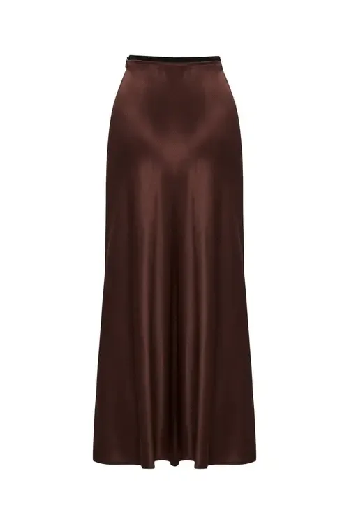 Satin Midi Skirt by Exquise