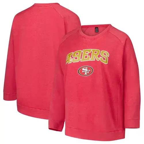 Fanatics Red San Francisco 49ers Acid Wash Raglan Pullover Sweatshirt by PROFILE