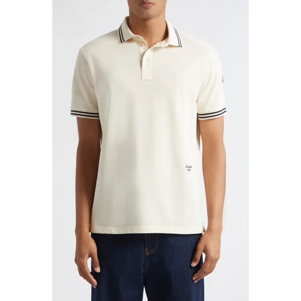 Tipped Cotton Piqué Polo by Moncler