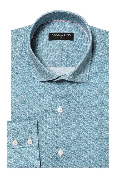 Lugano Floral Print Button-Up Long Sleeve Shirt by MASUTTO