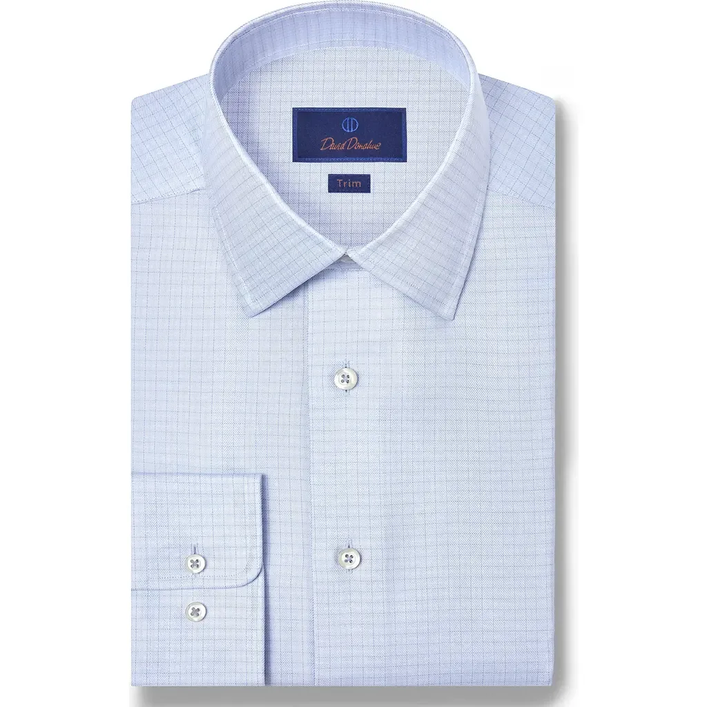 Trim Fit Check Cotton & Silk Twill Dress Shirt by David Donahue
