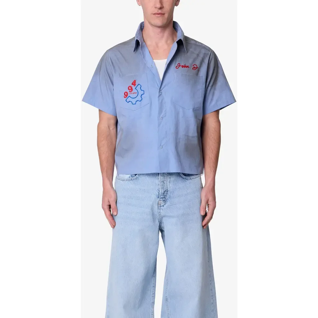 Vintage Short Sleeve Button-Up Work Shirt by mnml