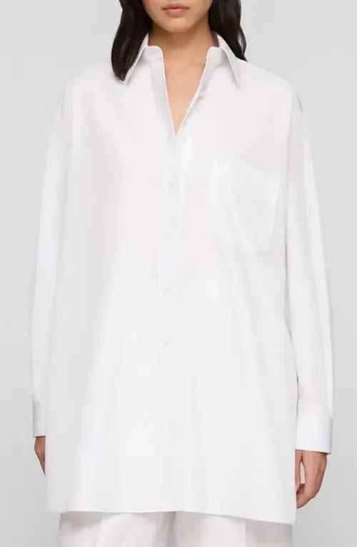 Oversize Cotton Poplin Convertible Wrap Blouse by Lafayette 148 New York