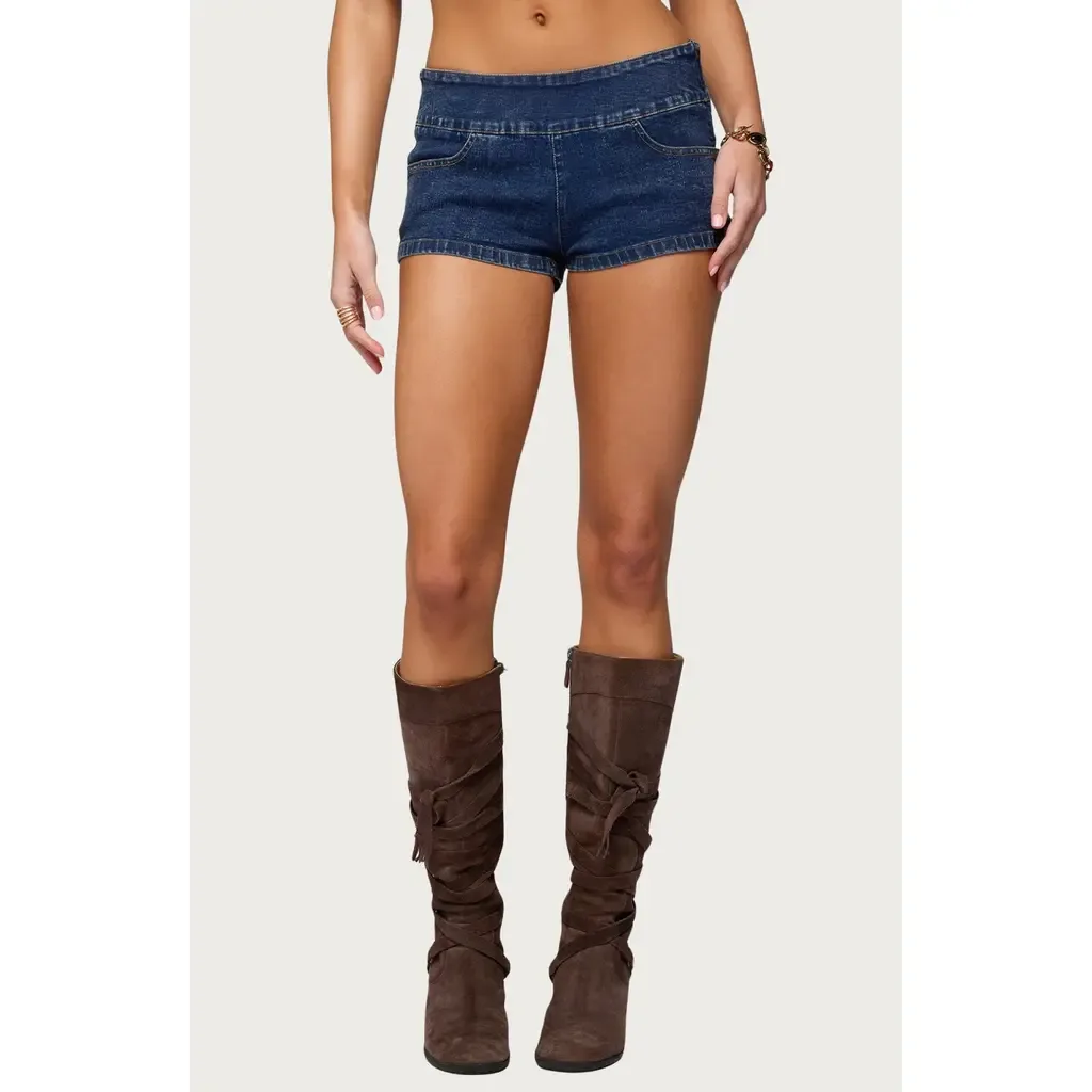 Zaida Stretchy Denim Micro Shorts by EDIKTED