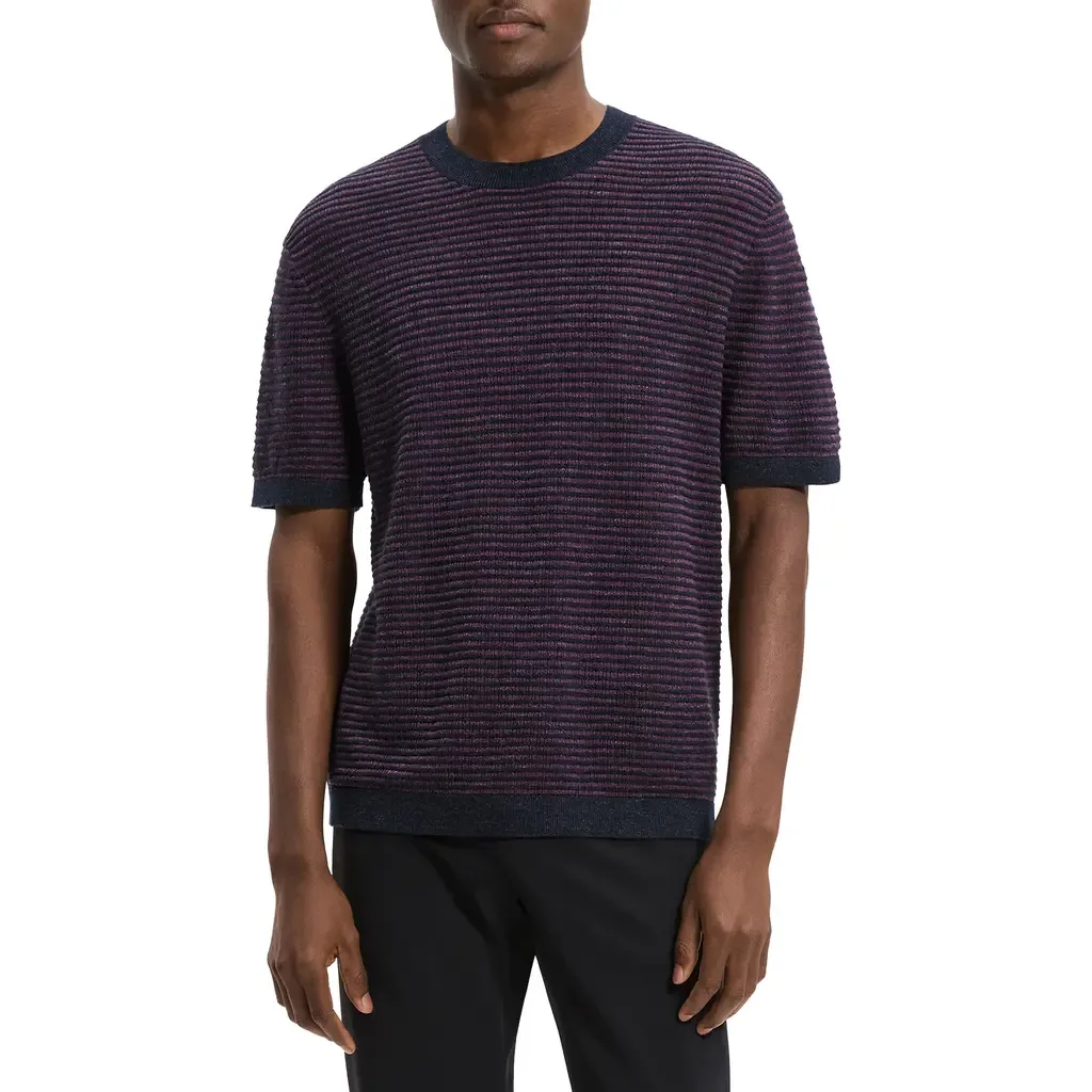 Kolben Stripe Linen & Cotton Blend T-Shirt by Theory