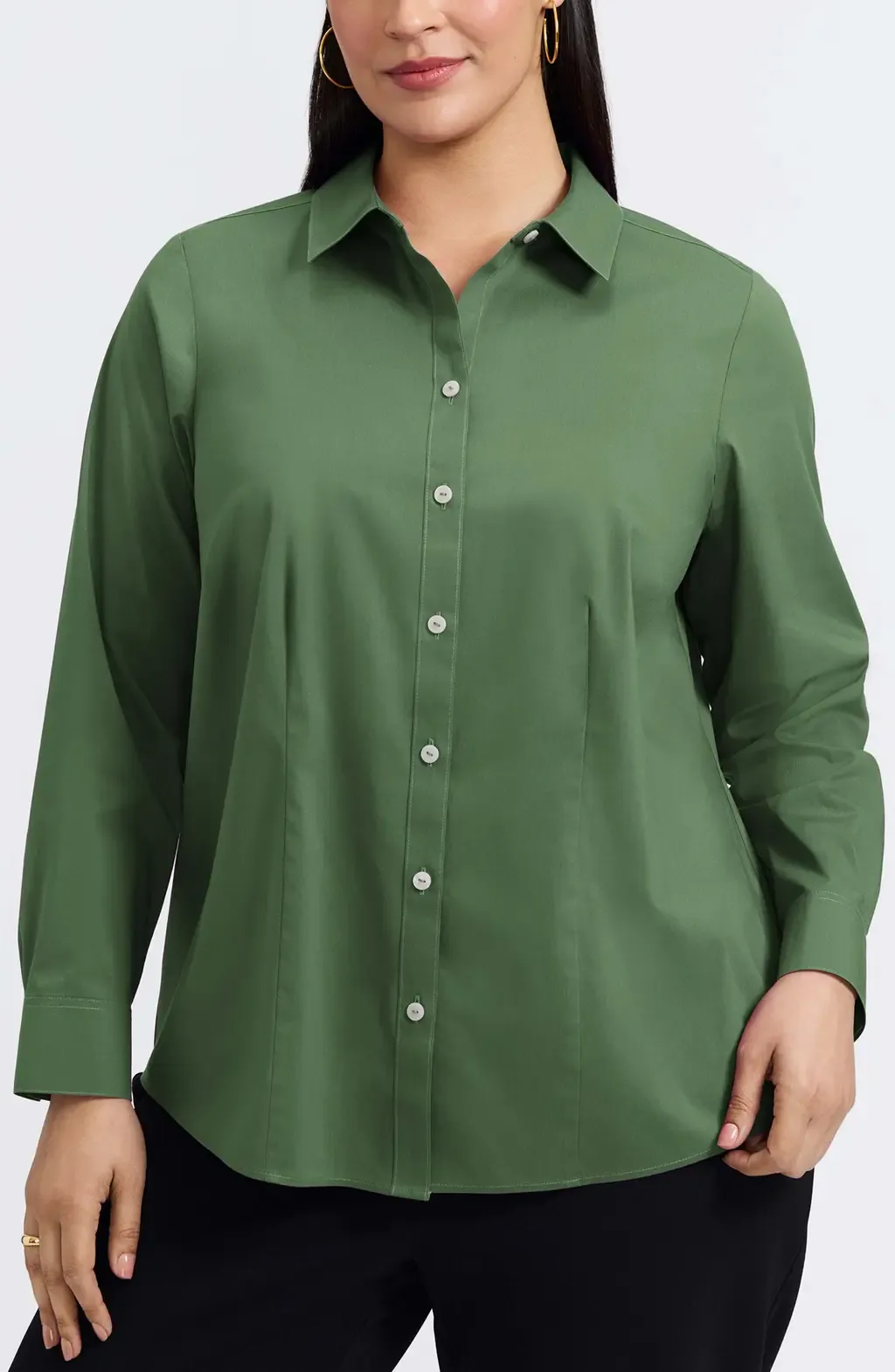 June Non-Iron Stretch Cotton Blend Button-Up Shirt