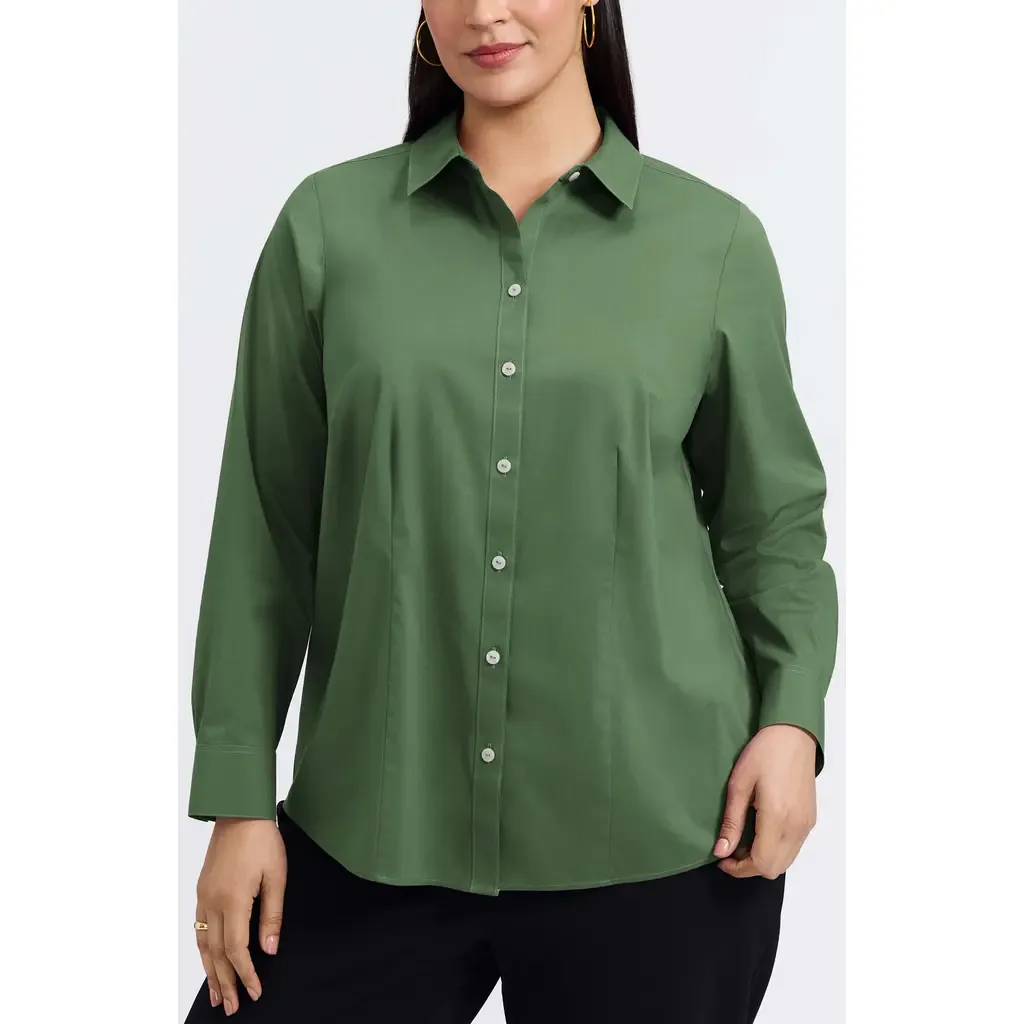 June Non-Iron Stretch Cotton Blend Button-Up Shirt