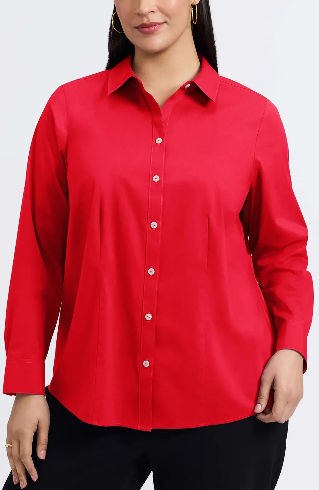 June Non-Iron Stretch Cotton Blend Button-Up Shirt