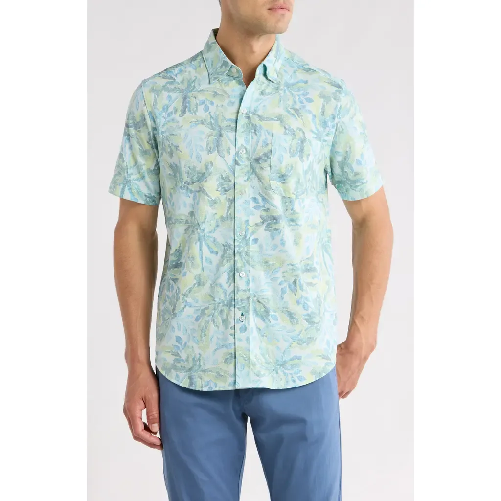 San Lucio Sea Shade IslandZone® Knit Short Sleeve Cotton Blend Button-Up Shirt by Tommy Bahama