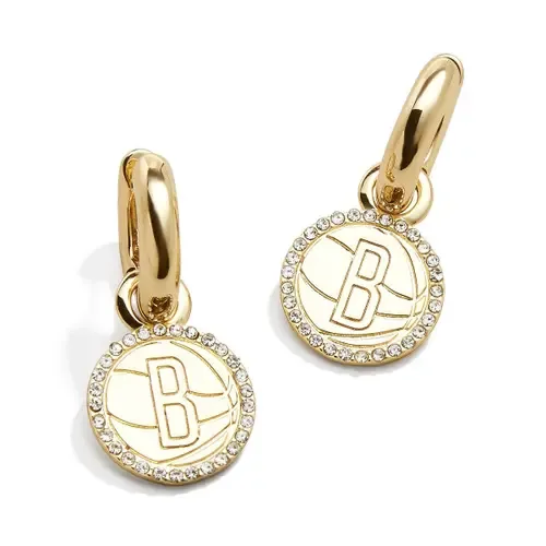 Brooklyn Nets Basketball Huggie Earrings by BaubleBar