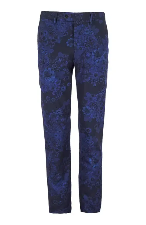 Paxton Tailored Wool Pant in Marco Floral Midnight by Lords of Harlech
