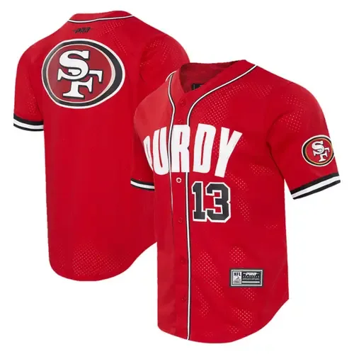 Pro Standard Brock Purdy Scarlet San Francisco 49ers Mesh Button-Up Baseball Jersey by PRO STANDARD