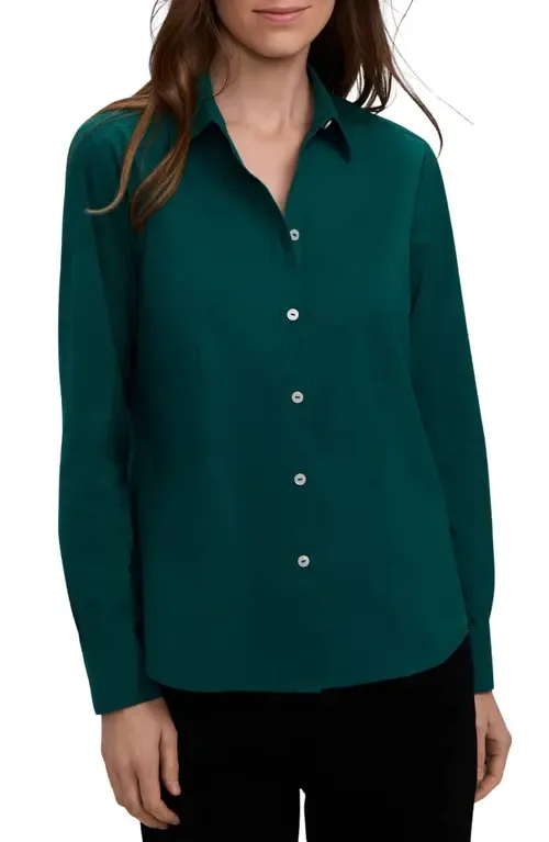 June Stretch Cotton Blend Button-Up Shirt by Foxcroft