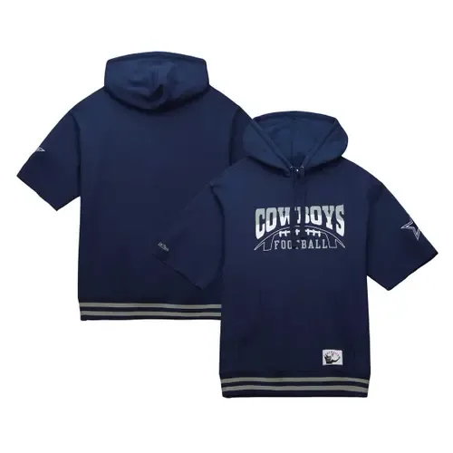 Mitchell & Ness Navy Dallas Cowboys Pre-Game Short Sleeve Pullover Hoodie by Mitchell & Ness