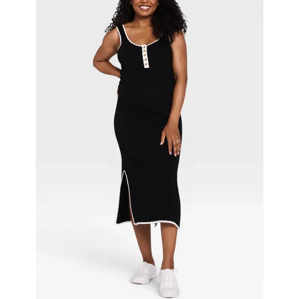 Sleeveless Nursing Henley Midi Dress by MOTHERHOOD MATERNITY