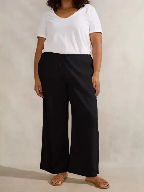 Linen Full Length Drawstring Pants by Live Unlimited
