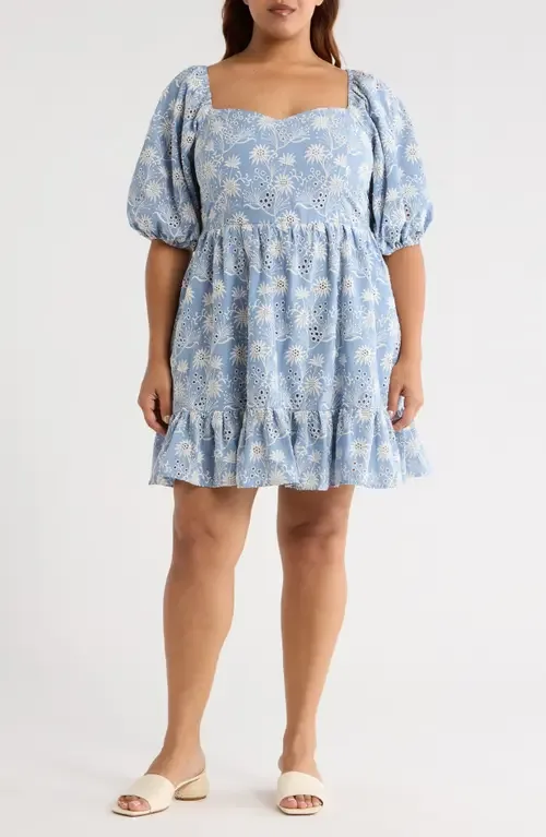 Evy Moonflower Cotton Eyelet Minidress