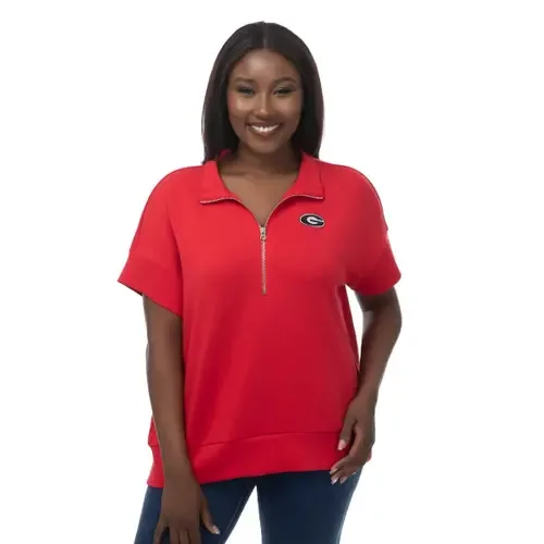 ZooZatz Georgia Bulldogs Tri-Blend Quarter-Zip Flowy Top by ZOOZATZ